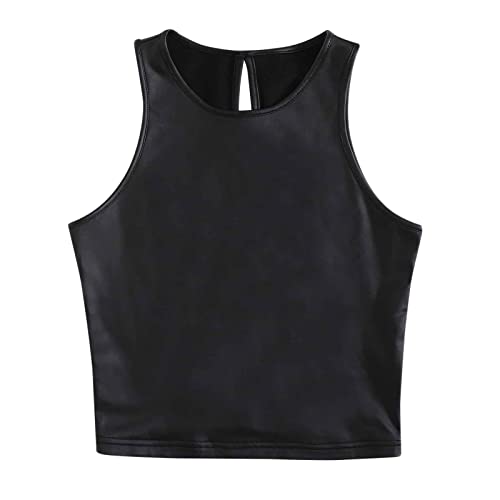Karneval Kostüm Damen Wetlook Tank Top Glänzend Tops Ärmellos Kunstleder Tanktop Leder Optik Shirt Weste Oberteile Casual Enges Skinny ärmelloses Bierfest Kostüm Oktoberfest T Shirt von KBOPLEMQ