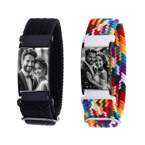 KBPTM Personalisierte Foto Armbänder für Herren Verstellbares Edelstahl Graviertes Bild Nachricht Name Armband individuelles Geschenk für Ihn Sie Männer Frauen (armband personalisiert) von KBPTM