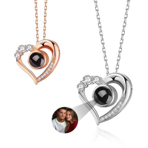 Personalisierte Halskette mit Bild Personalisierte im Stein Foto Projektion Kette mit Bild Geschenke für Frauen Freundin Geburtstag Muttertag (Foto) von KBPTM
