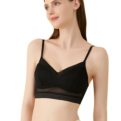 BH Damen Ohne Bügel Sexy BH Rückenfrei Spitzenrand Schöner U-förmiger Rücken Komfort Push up Damen-BHS Tief Ausgeschnittene Unterwäsche (Schwarza XL) von KBRPEY