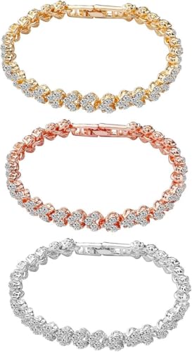 KBRPEY Tennisarmband Set Kristall Armkette Glitzer Armschmuck Damen Armband Schmuckset Strass Kettenarmband von KBRPEY