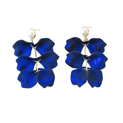 KBRPEY Blütenblatt Ohrringe mit Perle Tropfen Ohrhänger Mehrschichtig Damen Schmuck Statement Ohrstecker Elegant von KBRPEY