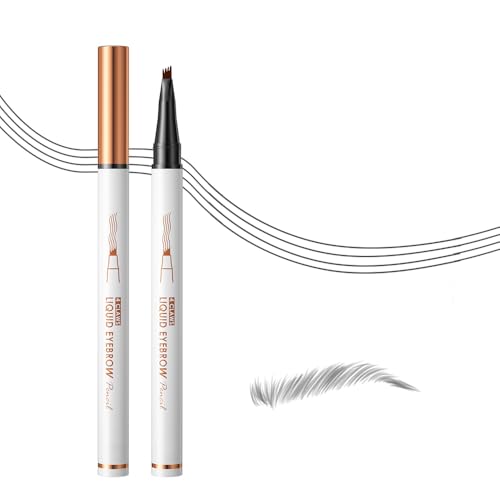 KBRPEY Augenbrauenstift mit 4 Gabelspitzen Upgraded 3D Wasserdichter Wischfest Langanhaltenden Microblading Augenbrauenstift für Natürlich Aussehende Definierte Augenbrauen von KBRPEY