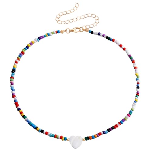 KBRPEY Bunte Perlenkette Damen Halskette Handgefertigt Personalisierte Boho Kette Schmuck Geburtstagsgeschenk Mädchen für Strand Schmuck KBRPEY Bunte Perlenkette Damen Halskette Handgefertigt Personalisierte Boho Kette Schmuck Geburtstagsgeschenk Mädchen für Strand Schmuck von KBRPEY