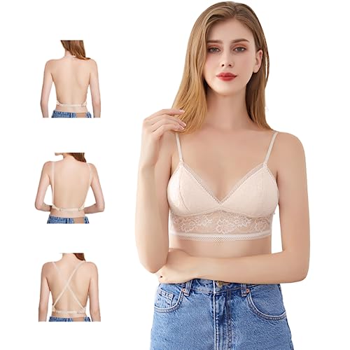 KBRPEY Damen BHS Seamless Bra Bralette Triangel Spitze Bügelloser BH Starker Halt Nahtloser Soft Comfy Bra ohne Bügel Träger Verstellbar Atmungsaktiv Unterwäsche von KBRPEY