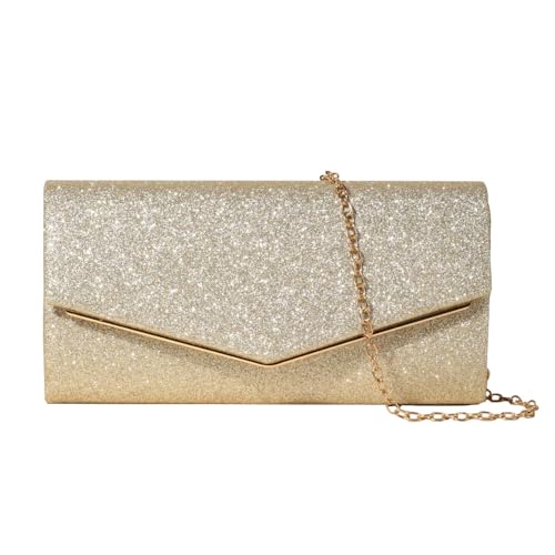 KBRPEY Damen Clutch Elegant Glänzende Pailletten Abendtasche mit Abnehmbarer Kette Kleine Crossbody-Taschen Geldbörse Unterarmtasche für Zeremonie Hochzeit Party Abschlussball von KBRPEY