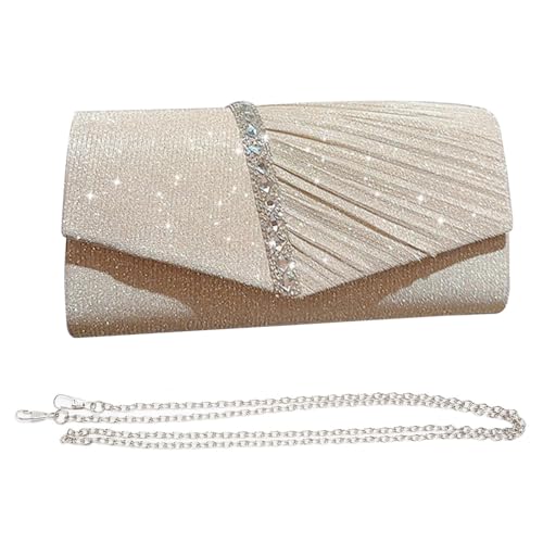 KBRPEY Damen Clutch Elegant Glitzer Abendtasche mit Kette Brauttasche Umschlag Taschen aus Strass Umhängetaschen für Hochzeit Party Freizeittermin Hochzeit Party Bankett Urlaub von KBRPEY