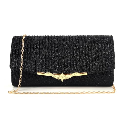 KBRPEY Damen Clutch Metallic Pailletten Abendtasche mit Abnehmbarer Kette Elegant Abendtasche Handtaschen Umschlagtasche Schultertaschen für Hochzeit Party Freizeit Date von KBRPEY