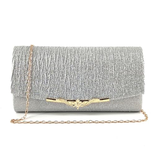 KBRPEY Damen Clutch Metallic Pailletten Abendtasche mit Abnehmbarer Kette Elegant Abendtasche Handtaschen Umschlagtasche Schultertaschen für Hochzeit Party Freizeit Date von KBRPEY
