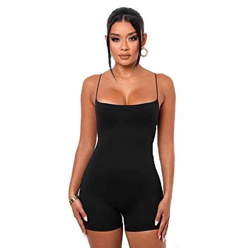 KBRPEY Jumpsuit Damen Rückenfrei Bodysuit Overall Kurz Einteiler Hosenanzug Sport Playsuit Strampler Sexy Sommer Tank Tops Trainingsanzug für Yoga Workout (L) von KBRPEY