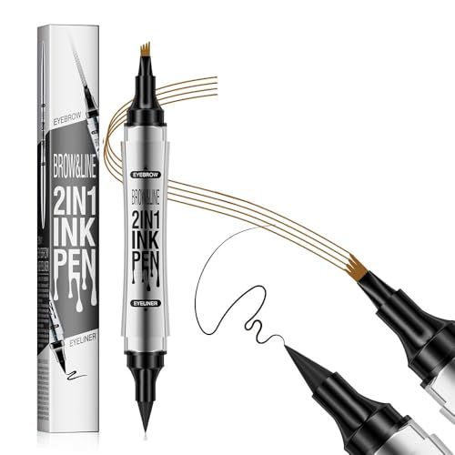 Kbrpey 2 In 1 Augenbrauenstift & Eyeliner Präzisions Tattoo Stift Für Augenbrauen Und Eyeliner Wasserfest Langanhaltend Leicht Anwendbar Mehrere Farben Verfügbar von KBRPEY