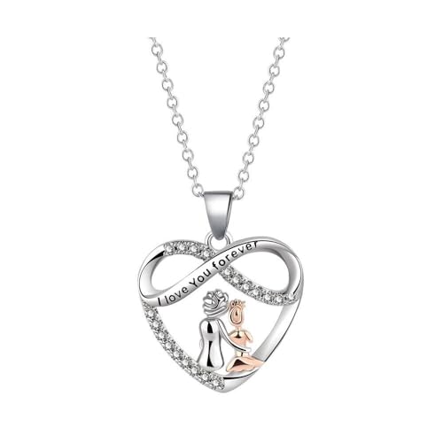 KBRPEY Mutter und Tochter Halskette 925 Sterling Silber Mutter Herz Halskette Umarmung Kette Herz Anhänger Muttertag Kette Schmuck Geschenke für Mutter Tochter von KBRPEY