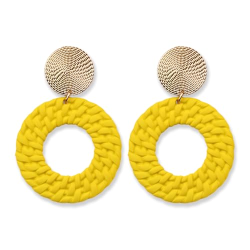 KBRPEY Ohrringe Damen Mädchen Boheme Style Geometrische Ohrringe Bunt Hängend Metal Vintage Modeschmuck Geschenke Zubehör (Gelb) von KBRPEY
