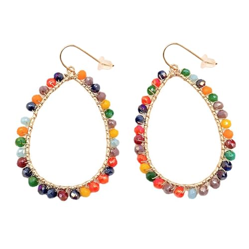 KBRPEY Ohrringe für Damen Mädchen Bunte Kristall Perle Ohrringe Tropfen Elegante Böhmische Modeschmuck Geschenke Zubehör für Valentinstag Geburtstag (Mehrfarbig) von KBRPEY