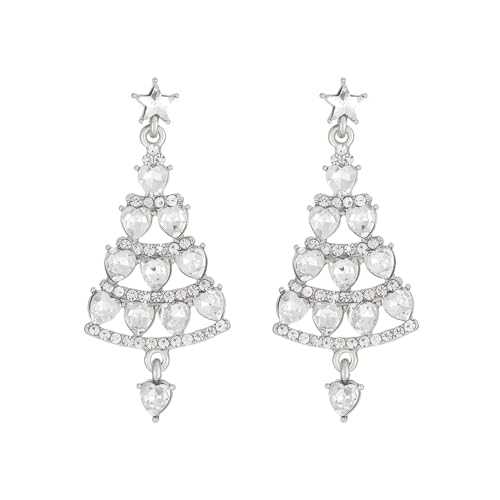 KBRPEY Ohrringe für Damen Weihnachtsbaum Ohrstecker Ohrringe Baumelnde Ohrringe Diamant-Glänzende Zirkon-Ohrringe Feiertags-Weihnachtsfest-Ohrringe für Frauen und Mädchen von KBRPEY