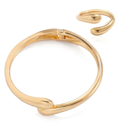 KBRPEY Tropfenform Armreif Schmuckset Minimalistisch Offenes Armband Ring Kombination Elegant Damen Schmuck von KBRPEY