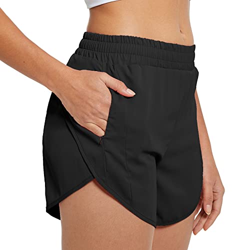 KBRPEY Shorts Damen Sportshorts Kurze Sporthose Jogginghose Fitness Laufshorts Beiläufige Elastisch Schnelltrocknende Sommer Sport Shorts für Workout Yoga mit Reißverschluss und Tasche von KBRPEY