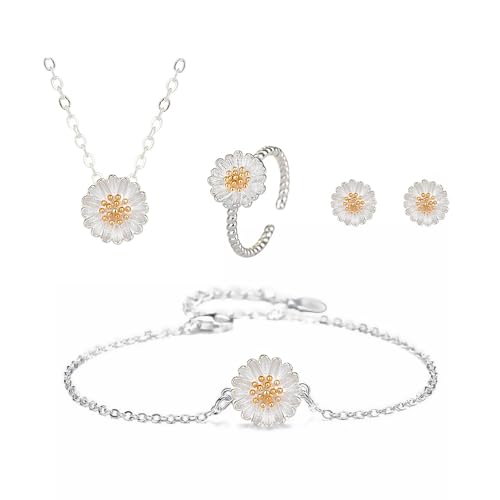 KBRPEY Sonnenblumen Schmuckset Gänseblümchen Halskette Ring Ohrringe und Armband Schmuck Set Blumen Emaille Schmuck Set Modeschmuck Weihnachtsgenchenke Geburtstag Geschenk KBRPEY Sonnenblumen Schmuckset Gänseblümchen Halskette Ring Ohrringe und Armband Schmuck Set Blumen Emaille Schmuck Set Modeschmuck Weihnachtsgenchenke Geburtstag Geschenk von KBRPEY