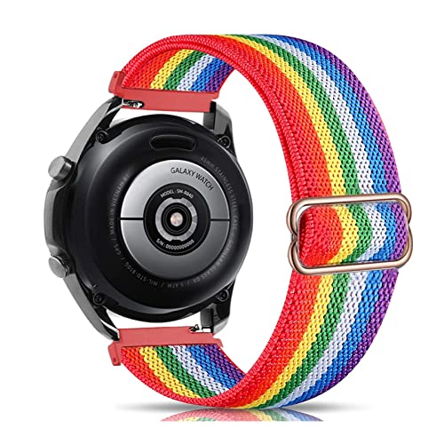 20 mm 22 mm Armband kompatibel mit Samsung Galaxy Watch 4/classic/46 mm/Active 2/Gear S3/5/5 Pro 44 mm 40 mm elastisches Nylonband Huawei GT 2/3 Pro (Color : Rainbow, Size : 20mm) von KBUYS