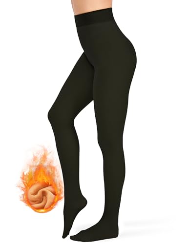 KBVOT Thermo Strumpfhose Damen Winter Gefütterte Thermostrumpfhosen Fleece Wärme Dicke Strumpfhosen Durchscheinend Pantyhose High Waist Dicke Leggins von KBVOT