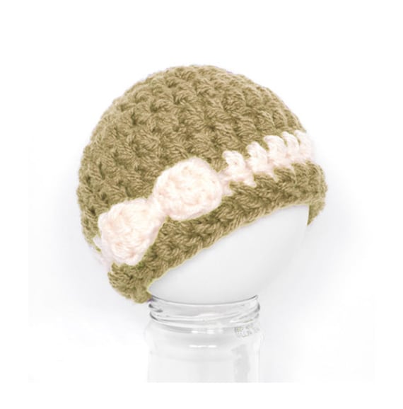 Olive Hellgrün & Rabatt Weiße Fliege Baby Mädchen Neugeborenen Fotografie Prop Süße Warme Winter Gehäkelte Mütze von KBeanies