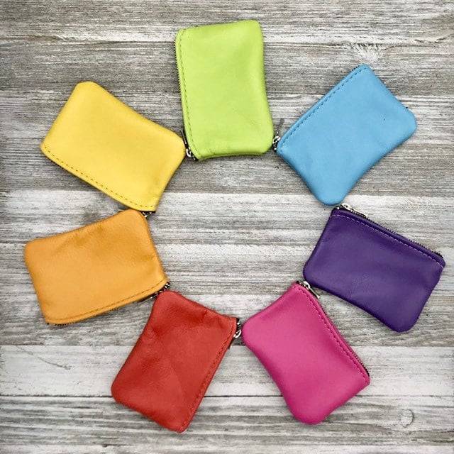 Mittelgroße 12, 8 cm Ledermäppchen, X 7, 5 cm, Kreditkartenreißverschluss, Münzbeutel, Münzgeldbeutel, Hergestellt in Den Usa von KBellumLeatherDesign