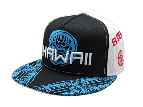 KC Hawaii Hawaii Tribal Tiki Black and White Flat Brim Island Cap von KC Hawaii