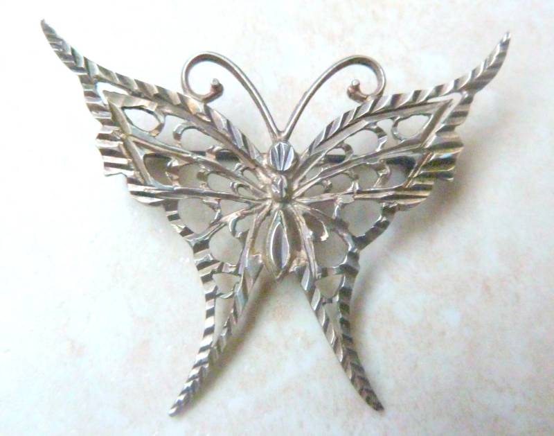 Schmetterling Brosche, Vintage Sterling Silber Open Work Brosche von KCAVintageGems