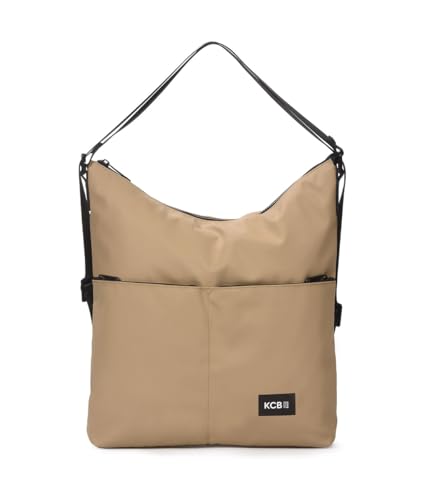 KCB Doppel-Rucksack | vielseitig und praktisch | mehrere Reißverschlusstaschen | robustes Material | verstellbare Griffe | 100 % vegan, Helles Taupe, Large von KCB