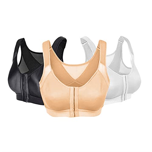 KCDING BH Push up BH für Senioren Frontverschluss Sora BH für ältere Frauen Frontverschluss Umarmter BH Haltungskorrektor BH 3PC Dessous Damen Korsett unterhemd Bikini Oberteil Bustier von KCDING