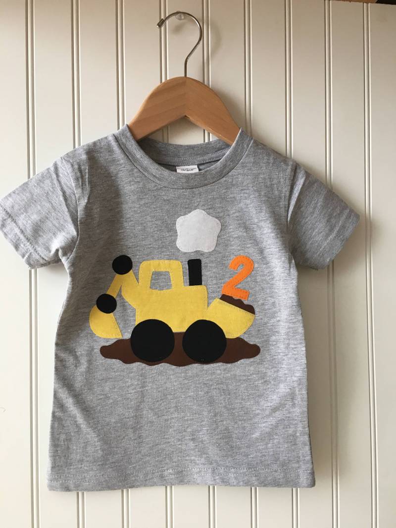 Bau 2. Geburtstag Shirt. Vollständig Anpassbare Digger Arbeitsbereich Partei. Zweite, Dritte, Lkw, Bagger, Muldenkipper von KCDesignsCoShop