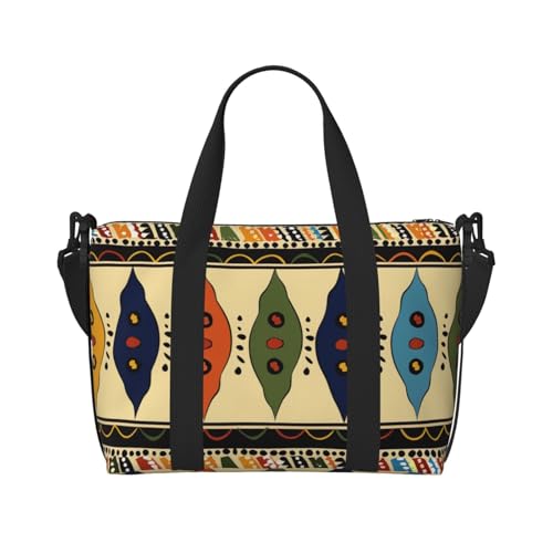 Coconut Beach Sunset Hammock Print Travel Duffel Bag Lightweight Water-Resistant Weekender Spacious Gym & Travel Bag for Men, Women & Teens, Traditionelles afrikanisches Muster im Bohemia-Stil von KCGSDEGV