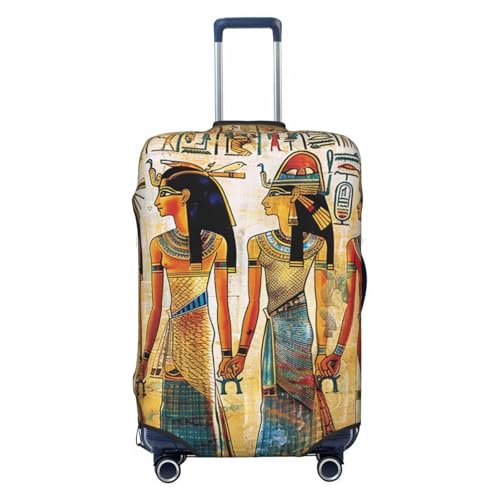 Frauen im alten Ägypten Drucke, elastische Gepäckabdeckung mit unsichtbaren Reißverschlüssen, universeller Kofferschutz für Reisen, Geschäftsreisen,, Schwarz , S(18-21inch suitcase), Koffer von KCGSDEGV