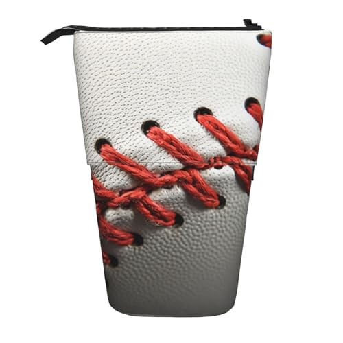 KCGSDEGV Baseball-Federmäppchen mit Spitze, Nahaufnahmen, Stehend, erweiterbar, Organizer für Schule, Stifte, Make-up und Reisen, für Studenten und Künstler, Schwarz , Einheitsgröße, Schulranzen von KCGSDEGV