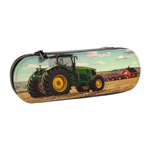 KCGSDEGV Bedrucktes Federmäppchen mit Traktor-Farm-Motiv für Schule, Mädchen, Jungen, niedliches Leder-Federmäppchen mit Reißverschluss, Schreibwaren-Organizer-Box, Schwarz , Einheitsgröße, von KCGSDEGV