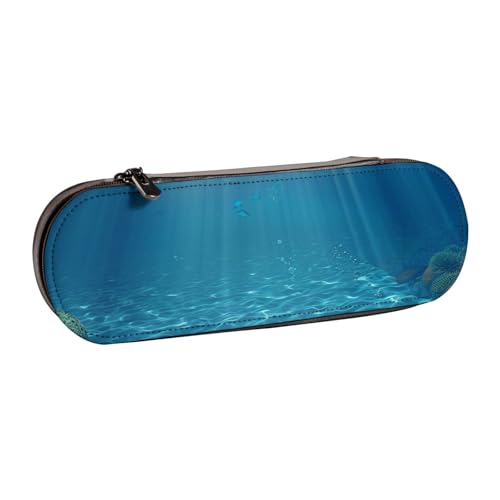 KCGSDEGV Bedrucktes Federmäppchen mit Unterwasserlandschaft für Schule, Mädchen, Jungen, niedliches Leder-Federmäppchen mit Reißverschluss, Schreibwaren-Organizer-Box, Schwarz , Einheitsgröße, von KCGSDEGV