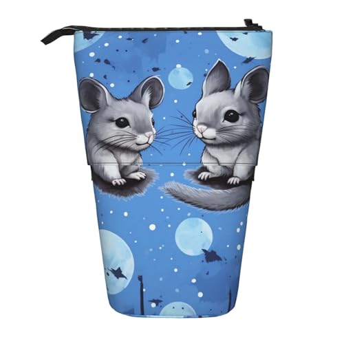 KCGSDEGV Blaue Chinchillas und Mond Prints Stehendes erweiterbares Federmäppchen Organizer für Schulstifte, Make-up & Reisen für Studenten & Künstler, Schwarz , Einheitsgröße, Schulranzen KCGSDEGV Blaue Chinchillas und Mond Prints Stehendes erweiterbares Federmäppchen Organizer für Schulstifte, Make-up & Reisen für Studenten & Künstler, Schwarz , Einheitsgröße, Schulranzen von KCGSDEGV