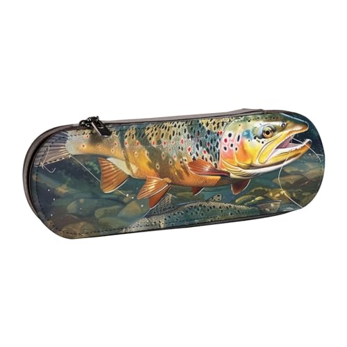 KCGSDEGV Brook Federmäppchen für Schule, Mädchen, Jungen, süßes Leder-Federmäppchen mit Reißverschluss, Schreibwaren-Organizer-Box, Schwarz , Einheitsgröße, Schulranzen von KCGSDEGV