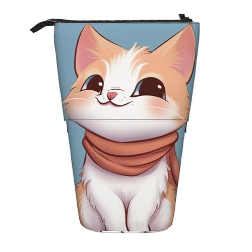KCGSDEGV Cartoon-Katzen-Drucke, stehend, erweiterbar, Federmäppchen, Organizer für Schulstifte, Make-up und Reisen, für Studenten und Künstler, Schwarz , Einheitsgröße, Schulranzen von KCGSDEGV