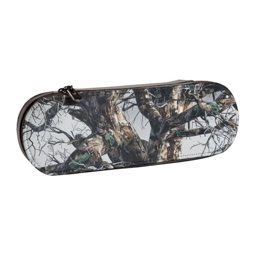 KCGSDEGV Cold Tree Federmäppchen mit Camouflage-Muster, für Schule, Mädchen, Jungen, niedliches Leder-Federmäppchen mit Reißverschluss, Schreibwaren-Organizer-Box, Schwarz , Einheitsgröße, Schulranzen von KCGSDEGV