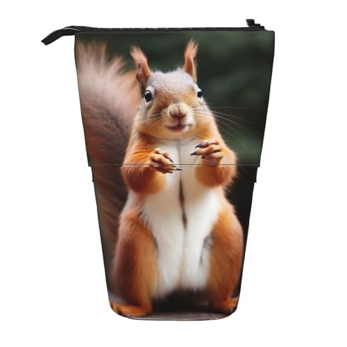 KCGSDEGV Eichhörnchen lustige Tierdrucke, stehend, erweiterbar, Federmäppchen, Organizer für Schulstifte, Make-up und Reisen, für Studenten und Künstler, Schwarz , Einheitsgröße, Schulranzen von KCGSDEGV