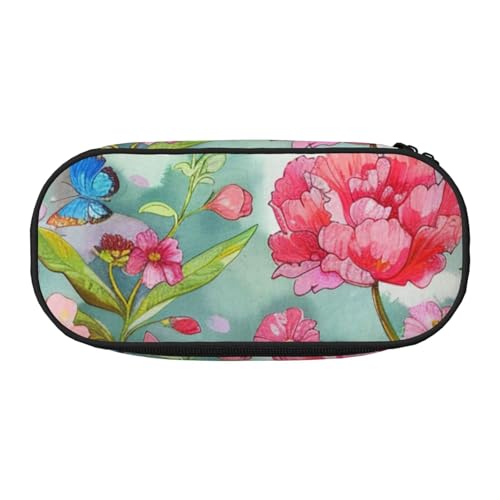 KCGSDEGV Federmäppchen, Motiv: Garten mit Vögeln und Blumen, Schreibwaren-Organizer, Stifttasche, Make-up-Tasche für Reisen, Schule, Arbeit, Schwarz , Einheitsgröße, Schulranzen von KCGSDEGV