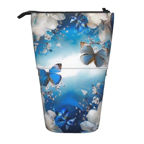 KCGSDEGV Federmäppchen, Motiv: blaue Schmetterlinge, weiße Blumen, stehend, erweiterbar, Organizer für Schule, Stifte, Make-up und Reisen, für Studenten und Künstler, Schwarz , Einheitsgröße, KCGSDEGV Federmäppchen, Motiv: blaue Schmetterlinge, weiße Blumen, stehend, erweiterbar, Organizer für Schule, Stifte, Make-up und Reisen, für Studenten und Künstler, Schwarz , Einheitsgröße, von KCGSDEGV