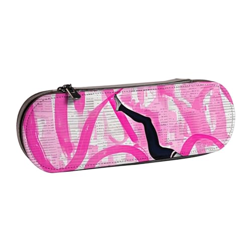 KCGSDEGV Federmäppchen für Schule, Mädchen, Jungen, niedliches Leder, Reißverschluss, Schreibwaren-Organizer, Rosa, Schwarz , Einheitsgröße, Schulranzen von KCGSDEGV