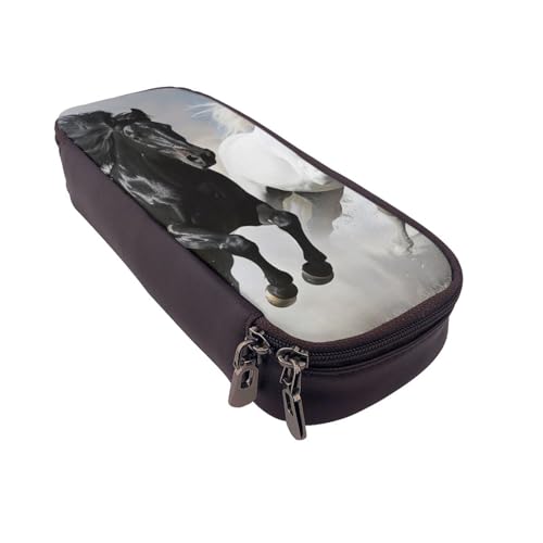 KCGSDEGV Federmäppchen für Studenten, Mädchen, Jungen, niedliches Leder-Federmäppchen für Schule, Arbeit, Reisen, Schwarz , Einheitsgröße, Schulranzen von KCGSDEGV