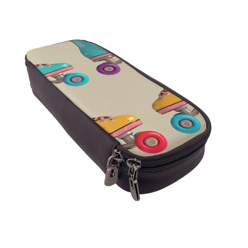 KCGSDEGV Federmäppchen im Retro-Stil, bunt, mit Rollschuhen, bedruckt, für Studenten, Mädchen, Jungen, niedliches Leder-Federmäppchen, Tasche, Halter, Schreibwaren-Organizer für Schule, Arbeit, KCGSDEGV Federmäppchen im Retro-Stil, bunt, mit Rollschuhen, bedruckt, für Studenten, Mädchen, Jungen, niedliches Leder-Federmäppchen, Tasche, Halter, Schreibwaren-Organizer für Schule, Arbeit, von KCGSDEGV
