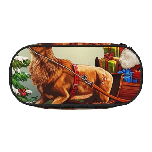 KCGSDEGV Federmäppchen mit Aufdruck "Merry Christmas Day", Schreibwaren-Organizer, Stifttasche, Make-up-Tasche für Reisen, Schule, Arbeit, Schwarz , Einheitsgröße, Schulranzen von KCGSDEGV