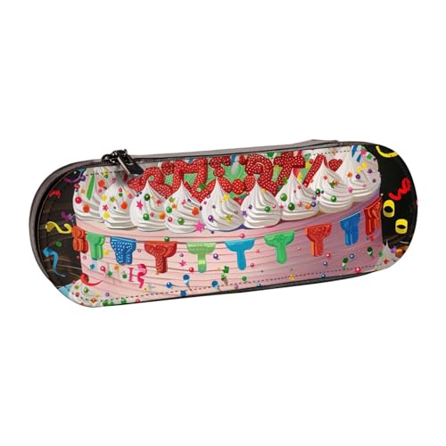KCGSDEGV Federmäppchen mit Aufschrift "Happy Birthday", bedruckt, für Schule, Mädchen, Jungen, niedliches Leder-Federmäppchen mit Reißverschluss, Schreibwaren-Organizer-Box, Schwarz , Einheitsgröße, von KCGSDEGV