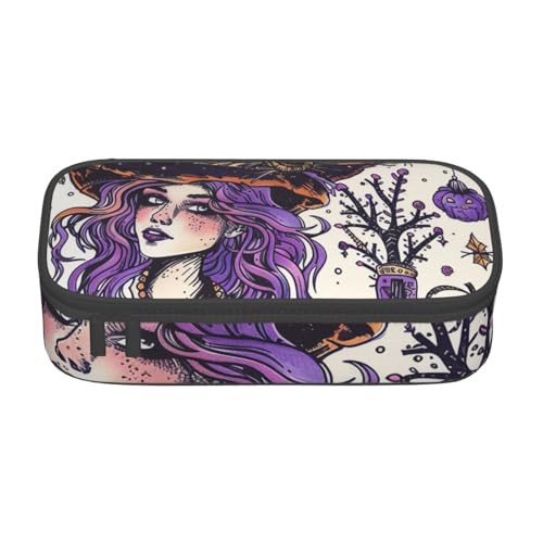 KCGSDEGV Federmäppchen mit Aufschrift "Magic Witch Witchcraft", Bohemian-Zeichnung, bedruckt, niedliches Fach, Federmäppchen, Stifteetui, Schreibwaren-Organizer, Box für Schule, Mädchen, Jungen, von KCGSDEGV