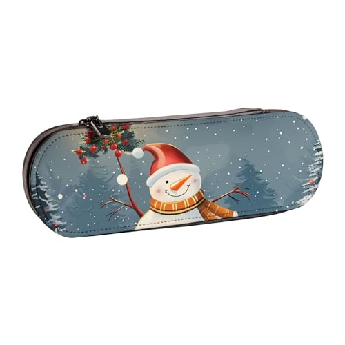 KCGSDEGV Federmäppchen mit Aufschrift "Merry Christmas" für Schule, Mädchen, Jungen, niedliches Leder-Federmäppchen mit Reißverschluss, Schreibwaren-Organizer-Box, Schwarz , Einheitsgröße, Schulranzen von KCGSDEGV